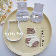 Cortador de galletas de panda, molde de galletas de dibujos animados, sello de repostería, cortador de émbolo, molde para pan y sándwiches, herramientas para decorar pasteles - Blanco - Ver 8