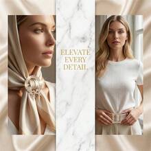 2pcs Easy High Waistline Gold Rhinestone Hem Knot Buckle Waist Cincher/Scarf Buckle/Dress Belt Buckle Versatile Luxury Decorative Accessory - View 2