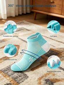 5 đôi tất thể thao cổ ngắn unisex, thoáng khí, thấm hút mồ hôi, khử mùi, thiết kế 3D 360°, giảm sốc, chống trơn trượt, thích hợp cho chạy bộ, bóng rổ, tập luyện, nhiều màu sắc cho mọi mùa. - Nhiều màu - Xem 7