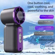 1pc Unisex Mini Handheld USB Turbo Fan, Rounded Body, Icy Cool Touch, High Capacity Battery, Fashionable Colors, Lanyard, Night Light, 199 Wind Speed Levels, Super Quiet Turbine Design, 8m Airflow, Suitable For Outdoor, Camping, Travel, Beach, Office, School, Pool Party, Gift - Multicolor - View 13