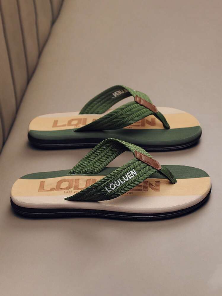 Nuevas sandalias de verano para hombres, versátiles y cómodas para interiores/exteriores, casuales y de playa, ligeras y personalizadas para uso diario, esenciales para las vacaciones en la playa - Verde - Añade 2