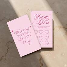50张粉色会员奖励积分卡，3.5x2英寸，哑光厚纸，适用于睫毛、美发、美甲沙龙、小型企业、客户答谢奖励卡 - 長方形 - 查看 3