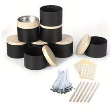 42 chiếc/6 bộ hũ đựng nến màu đen, hũ đựng nến màu đen mờ 4oz có nắp vân gỗ, thích hợp để làm nến, đựng bấc, dán bấc, đồ thủ công, vật dụng nhỏ. - 42 cái/6 bộ - Xem 2