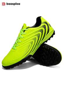 baasploa Summer International Football Fan Gear, Blue And Neon Green Wave Textured Upper Grass Training Men's Football Shoes, Suitable For Adults And Youth Football Matches - Fluorescent Green - View 3