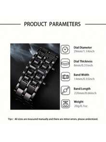 2pcs/Set Fashionable New Business Men's Stainless Steel Band LED Electronic Watch, Suitable For Daily Decoration - Black - View 4