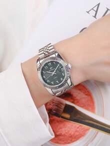RICECGO Classic Women's Watch 34MM, Stainless Steel Durable Strap, Minimalist Clock For Outdoor Travel - Silver - View 7