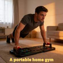 Multi-Functional Push-Up Board Training System - Heavy-Duty Home Fitness Equipment With A Non-Slip Surface, Suitable For Core, Chest, Arms, Legs, And Back Exercises - Unisex Fitness System (Black) - Durable Exercise Mat With Resistance Bands, Full-Body Strength Training, No Power Required, Compact And Portable, Suitable For Home Use, Gym Accessory, Multi-Functional Fitness Board - Fitness Board Set - View 4