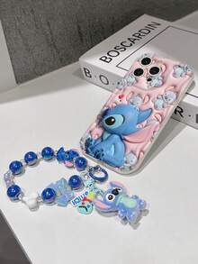 Disney Has Authorized, Phone Case - Chain Set, The Stitch Lilo & Stitch 3D Phone Case Plus A Silicone 3D Stitch Bracelet With Metallic Ring Removable Bracelet, Stitch And Angel Pattern, Compatible With Iphone 17/16/15/14/13/12/11/XS/XR/X Plus Pro Max, A Stylish Cartoon Phone Case, The Perfect Gift Choice, Phone Protection, Durable Phone Cover, Great Gift For Friends And Family - Kiểu trắng B - Xem 6