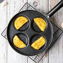 Nouvelle machine à hamburger aux œufs frits, poêle à frire plate et antiadhésive pour la maison, poêle à hamburger et à pancakes pour le petit-déjeuner, poêle à pancakes à quatre trous compatible avec les cuisinières électromagnétiques et à gaz - Voir 4