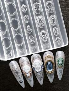 Beautizon Nailartlab 1pc Transparent Silicone Mold For 3D Nail Art Jewelry DIY, Precise Portrait Nail Decoration Template - Multicolor - View 8