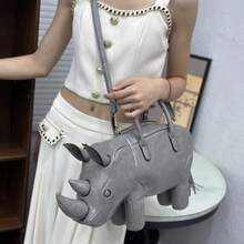 Sac poupée créatif, sac amusant et unique en forme d'animal, sac à main de design de niche, sac à bandoulière - Gris - Voir 3