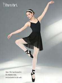 DonsGirl 1 pieza Vestido envolvente de gasa midi para mujer, unicolor, adecuado para ballet, primavera y deportes negros - Negro - Ver 6