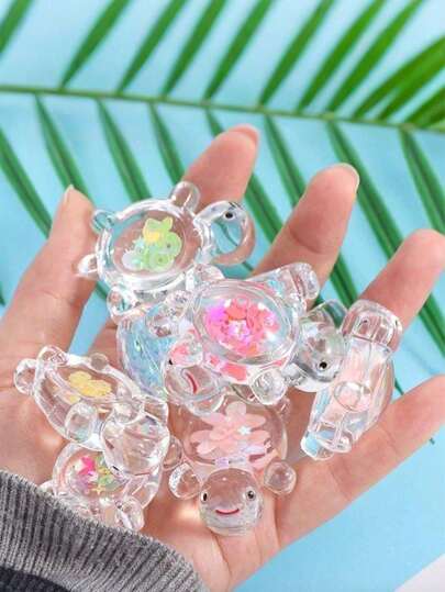 1/5/10pcs Luminous Mini Resin Sea Turtle Figurines, Glow-In-The-Dark Turtle Decor, Colorful Paper Resin Turtle Ornaments, Glowing Turtle Pendant, Luminous Mini Resin Turtle Decor, Glow-In-The-Dark Turtle Pendant, Christmas/Valentine's Day/Mother's Day Gift (Random Color)
