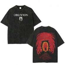 Camisetas de Diseñador de Juegos Retro Limited Oblivion, Camisetas Gráficas Vintage Unisex de Algodón Lavado Ácido, Ropa de Juego, Regalo para Fanáticos de los Videojuegos, Tela Cómoda, Esti - Blanco - Ver 7