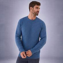 Men's Textured Long-Sleeve Knit Sweater | Stylish, Comfortable, And Versatile Winter Sweater - Blue - View 10