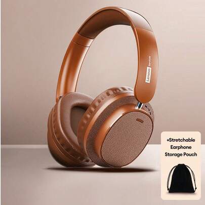  Lenovo LS105 trådlösa Bluetooth-hörlurar med bärväska, ENC HD-brusreducering för samtal, 6.0 Bluetooth, brusisolerande hörlurar för spel, musik, sport, bekväm passform, lång batteritid, kompatibel med smartphones och datorer, perfekt present