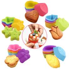 Bộ 6 khuôn silicon chống dính hình hoa, dùng làm khuôn sô cô la, bánh pudding, đá, bánh cupcake, bánh ngọt, khuôn làm xà phòng mini tự làm. - Nhiều màu - Xem 1
