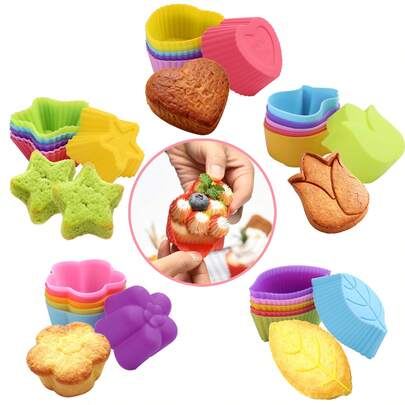 Bộ 6 khuôn silicon chống dính hình hoa, dùng làm khuôn sô cô la, bánh pudding, đá, bánh cupcake, bánh ngọt, khuôn làm xà phòng mini tự làm.