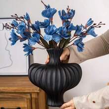 1 Stück moderne minimalistische Vase mit Wellenstruktur, ästhetisches Dekorationsornament für den Schreibtisch und Zuhause - A - Übersicht 5