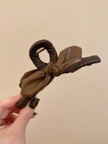 1 件装女士简约时尚皮革蝴蝶结发夹，后脑勺爪形头饰，发饰 - 彩色 - 查看 9