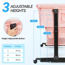 3-In-1 Baby Crib,Bedside Bassinet, Baby Bed With Storage Basket,Easy To Fold,6 Adjustable Height Portable Crib For Infant/Newborn,Baby Need,Baby Stuff - Pink - View 11