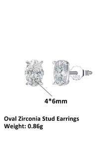 ORSA JEWELS 1對925純銀耳釘，鑲嵌1顆閃耀橢圓切立方氧化鋯，永恆閃爍，女性珠寶的精美選擇，適合特殊場合、生日或慶祝活動 - 無色 - 查看 21