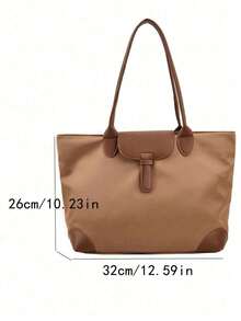 LEATVOOK Large Capacity Women's Fashionable Nylon & Canvas Tote Bag For Mom, Commute, Shoulder Bag Versatile Shoulder Travel Bag, Women's Commuter Bag School Bag, Back To School Backpack, Lightweight Middle School, High School, First Day Of School, Work, Business, Commute, Work Bag Women, Ideal For Everyday Elegance & Special Occasions, Large School Tote Bag - 棕色 - 查看 8