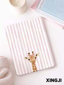 1pc Cute Bow Tie Giraffe Striped Pattern Tablet Protective Case, Compatible With IPad 10.2 Inch 10th/ (A16) 11 Inch 11th 2025, Pro 11 Inch 2021/2020, Galaxy Tab A8 10.5 Inch 2022, Built-In Pencil Slot, Anti-Drop, Tablet Stand Protective Cover, Support Auto Sleep/Wake Function, Best Gift For Family And Friends - Multicolor - View 4