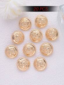 20pcs Vintage Embossed Round Metal Buttons, Suitable For Suits, Jackets, Uniforms - Gold Decorative Sewing Buttons For Men And Women Clothing - Multicolor - View 14