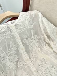 Áo sơ mi dài tay Wixra French Luxury thêu sequin, kiểu dáng thường ngày đa năng. - trắng - Xem 3