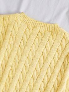 Women's Cute Retro Banknote Solid Color Round Neck Short Sleeve Ruffle Trim Fitted Textured Knit Dress, Minimalist Style Suitable For Casual Daily Wear In Summer & Autumn, Valentine's Day Spring - Yellow - View 7