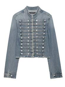 Áo khoác denim ôm dáng tối giản phong cách Âu Mỹ mùa Xuân/Hè mới của Camellia dành cho nữ, kiểu dáng thường ngày. - Màu xanh lam - Xem 6