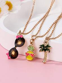 Bộ 3 món đồ chơi trẻ em hoạt hình dễ thương phong cách Boho đi biển, kính mắt, dứa và dây chuyền mặt hình cây dừa, thích hợp để đeo hàng ngày, làm quà tặng, lễ hội. - Nhiều màu - Xem 2