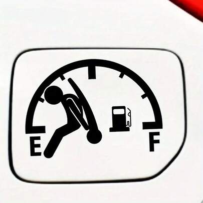 1pc New Fuel Tank Cap Sticker, Funny Fuel Gauge Overload Decal, Reflective Fuel Low Warning Car Sticker