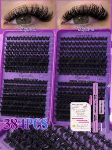 448/384 Cụm mi giả D Curl DIY, dày 8-18mm, thoải mái khi sử dụng, chống thấm nước và bền lâu, kiểu dáng siêu dài và rộng, có thể tái sử dụng. Mềm mại và thân thiện với da, dịu nhẹ và không gây kích ứng, dễ dàng cho người mới bắt đầu và dễ sử dụng, với thiết kế phân đoạn tự nhiên. - Nhiều màu - Xem 2