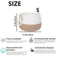 1 Stück Boho gewebter Kasten mit Quasten-Griffen, Spielzeug Aufbewahrungsbox, Aufbewahrungskorb für Kleinigkeiten, Spielzeug, Kleidung, platzsparender Aufbewahrungsorganisator für Küche, Schlafzimmer, Büro, Schreibtisch, Kommode, ästhetische Raumdekoration, Landhausstil Dekoration - Farbblockierung – Weiß + Khaki - Übersicht 12