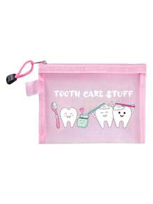 Túi đựng đồ họa tiết răng hoạt hình, túi trang điểm lưới xách tay, túi trang điểm in chữ "Đồ dùng chăm sóc răng miệng" hình bàn chải đánh răng dễ thương, túi trang điểm du lịch; quà lưu niệm phòng khám nha khoa, quà tặng phòng khám, vật dụng cần thiết để đựng đồ bơi đi biển khi đi nghỉ mát; rất thích hợp làm quà cho bạn gái; túi trang điểm gấp gọn nhẹ, thích hợp cho công tác và hành lý xách tay khi lên máy bay. Một vật dụng không thể thiếu cho các lễ hội âm nhạc mùa hè. Thích hợp làm quà sinh nhật, quà tựu trường, quà tốt nghiệp, phụ kiện du lịch. - Nhiều màu - Xem 16