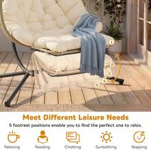 Egg-Shaped Rocking Chair, Hanging Chair With Stand, Garden Hanging Chair, Seat Cushion And Pillow, Footrest, Outdoor/Indoor, Double Rocking Chair - A - 查看 5