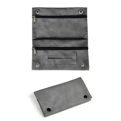 1pc Premium Gray PU Leather Organizer Pouch, Multi-Compartment Portable Smoking Accessories Storage Bag, Gray Multifunctional Organizer, Compact Tobacco Pouch, Smoking Tool Kit
