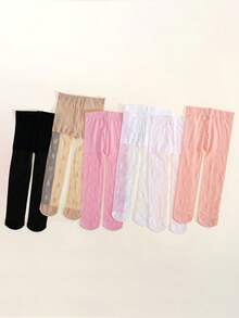 6 Pairs Girls' Cute Rabbit Jacquard Mesh Tights, Colorful Macaroon Sheer Stirrup Leggings, Sweet Bright Colors For Spring/Summer, Suitable For Girls' Daily Wear - Multicolor - View 2
