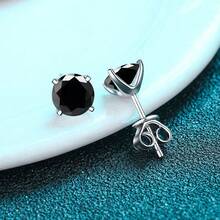 1 Đôi bông tai bạc Sterling S925 dành cho nữ, đính đá Moissanite tròn 0.2CT/0.3CT/0.5CT/0.8CT/1CT/2CT/3CT, kiểu 4 chấu, thích hợp đeo hàng ngày, kèm hộp quà. - Một cặp - Xem 14