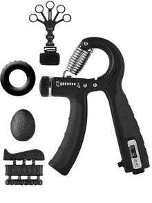5pcs Set: Finger Resistance Bands, Grip Strengthener, Rubber Massage Ball, Rubber Grip Trainer, Finger Exerciser, Suitable For Guitarists, Pianists, Climbers, Anglers, With Portable Storage Bag - A - View 1