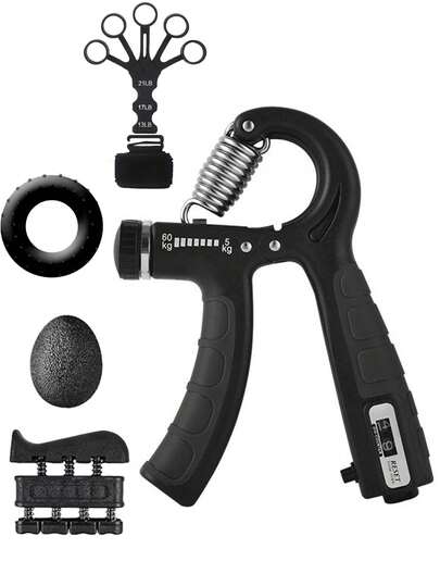 5pcs Set: Finger Resistance Bands, Grip Strengthener, Rubber Massage Ball, Rubber Grip Trainer, Finger Exerciser, Suitable For Guitarists, Pianists, Climbers, Anglers, With Portable Storage Bag