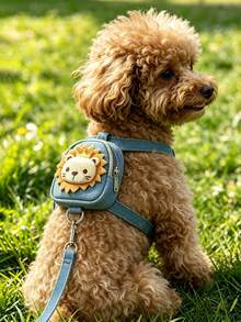1Set Plush Lion Decoration Pet Backpack Collar And Leash Set - Multicolor - View 2
