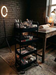 Organizador de maquillaje de 3/4/5 niveles en negro - Carrito giratorio de 360° para almacenamiento de maquillaje, Organizador de múltiples capas para productos de cuidado de la piel, Adecuado para baño, dormitorio, salón, regalo para mujeres y maquilladores - Multicolor - Ver 9