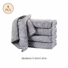 1/3/5 Pcs Bamboo Charcoal Fiber Cleaning Cloth, Thickened Material With Strong Absorbency, Easy To Rinse And Reuse, Effective Degreasing And Cleaning Dishcloth. Can Be Used For Cleaning Kitchen, Sink, Pots And Pans, As Well As Wiping Windows, Mirrors, Cars, Desks, Countertops And Stoves. No Lint Shedding, No Water Stains, Multi-Functional Wiping Cloth, Kitchen Cleaning Essential, Daily Household Necessity. - Grey - View 15