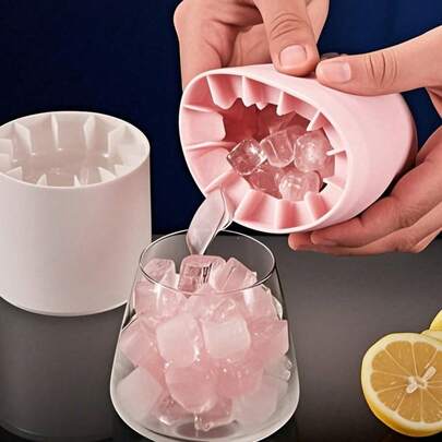 1pc Silicone Tray With Lid, Cylindrical Mold, Ice Maker Mold, Summer, Ice Maker, Simple Kitchen Tool, Easy Release Squeeze-Style Ice Cup, Stackable Ice Tray, Silicone Material, Quick Freezing, Beverage Cooler, Home Bar Tool, Holiday Party, Summer Drink, Adult Use, Multifunctional Ice Maker, Kitchen Accessory