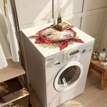 1pc Unique Design Red Headscarf Lamb Pattern Non-Slip Washing Machine Mat, Rubber Material, Heat Resistant And Washable, Suitable For Washing Machine, Dryer, Kitchen Draining Mat, Drying Mat, Countertop Heat Resistant Mat, Coffee Bar Decor, Laundry Room Decor, Friendly Gift For Friends - A Sheep With a Crooked Smile - View 4