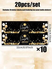 40/20/10 piezas/Set Etiquetas para botellas de agua para fiesta de graduación, Pegatinas para botellas de agua de felicitaciones, Diseños de birretes de graduación, Adecuado para decoración de temporada de graduación, Fiesta de graduación, Ceremonia de graduación, Decoración del hogar y regalos de graduación - Talla única - Ver 13