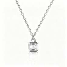 Dây chuyền mặt dây chuyền hình tròn đính đá CZ Cubic Zirconia bằng bạc Sterling 925 dành cho nữ. - tròn - Xem 7